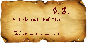 Villányi Beáta névjegykártya
